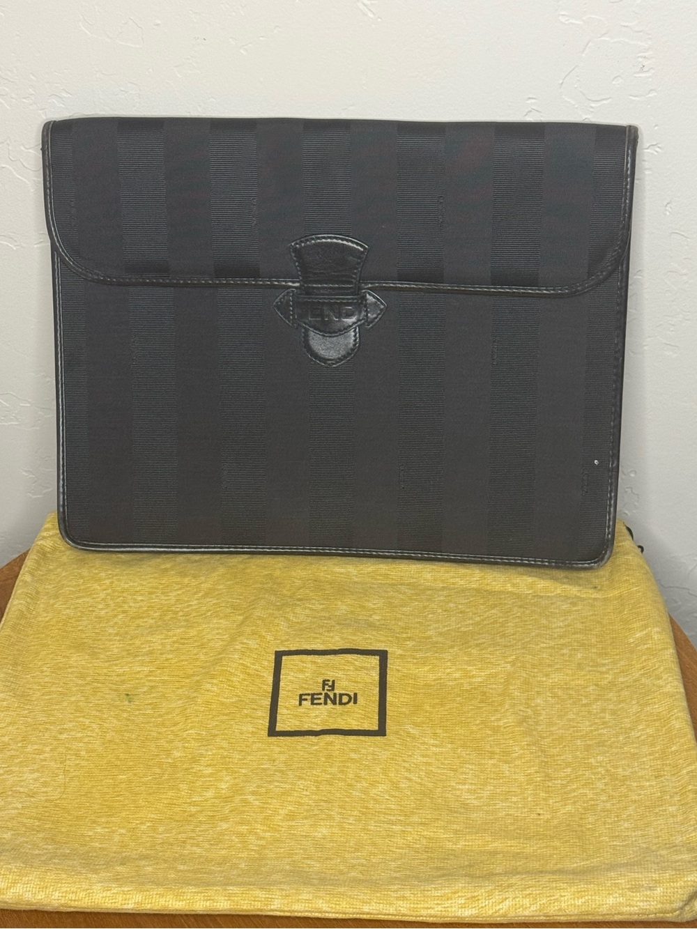 Fendi Vintage Bag Portfolio Large Clutch AUTHENTIC